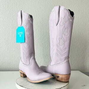Lane SWEET MEMORIES Knee High Womens Cowboy Boots Purple White Western Tall 9.5